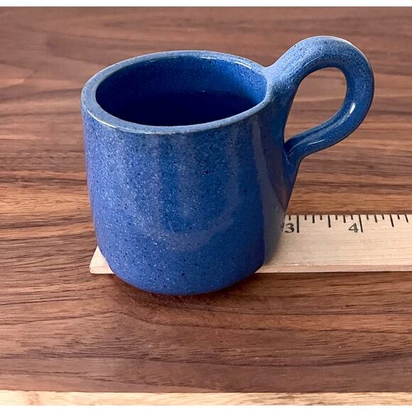 Petite Handmade Pottery Coffee Tea Mug Cup Set of 2 Royal Blue - Picture 7 of 8